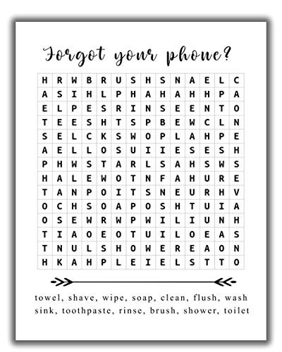 Funny Bathroom Word Search Puzzle Wall Art Print - 11x14 UNFRAMED Black and White Saying Decor Pr... | Amazon (US)