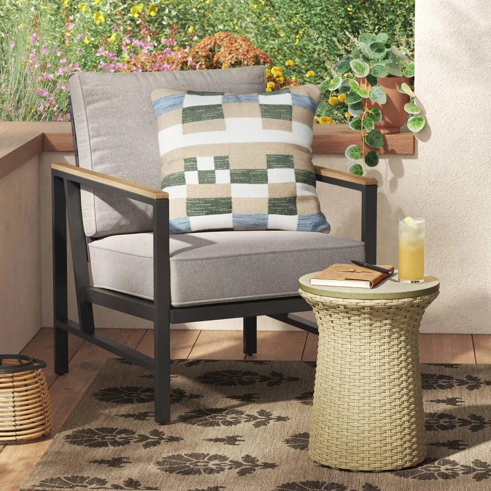 Wicker Storage Patio Accent Table Tan - Threshold | eBay US