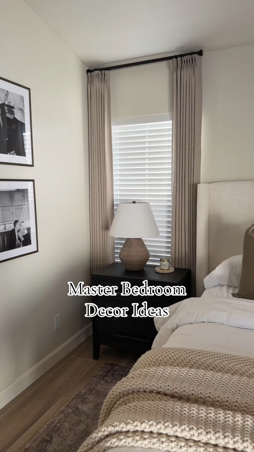 Neutral master bedroom staples
•••
Our intimate gallery wall in Poster Store frames is the latest addition to the room. 
Loloi rug, area rug, bedroom rug, black nightstand, black nightstands, black wood nightstands, end of bed bench, bedroom bench, drapery, twopages drapes, taupe curtains, knit blanket, bed blanket, bedding


#LTKHome #LTKStyleTip #LTKCyberWeek