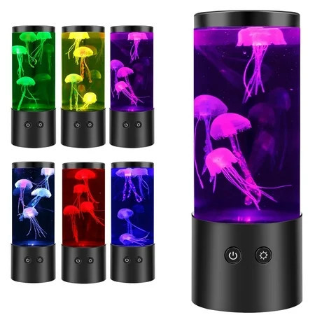 EUWBSSR LED Jellyfish Lamp with 7 Colors Changing Jellyfish Night Light Fantasy Jellyfish Aquarium Lamp Decorative Jellyfish Tank Mood Lights,9.06*3.54in | Walmart (US)
