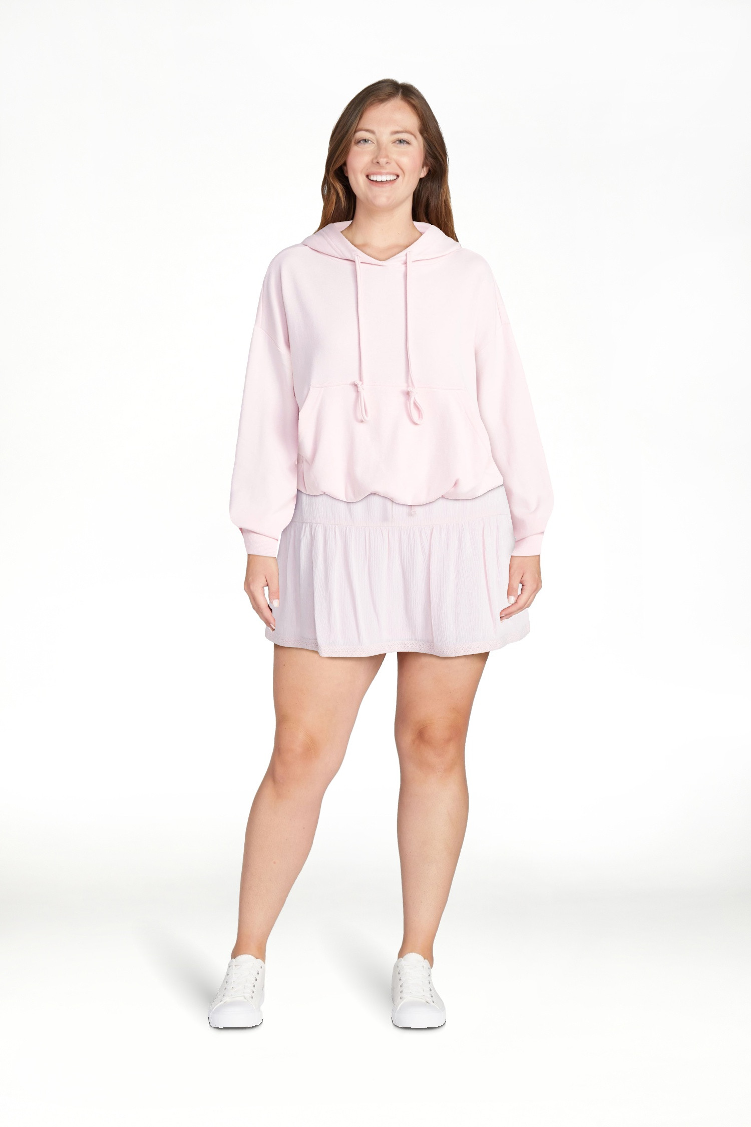 No Boundaries Bubble Hem Drawstring Hoodie, Women’s XXS-XXL | Walmart (US)