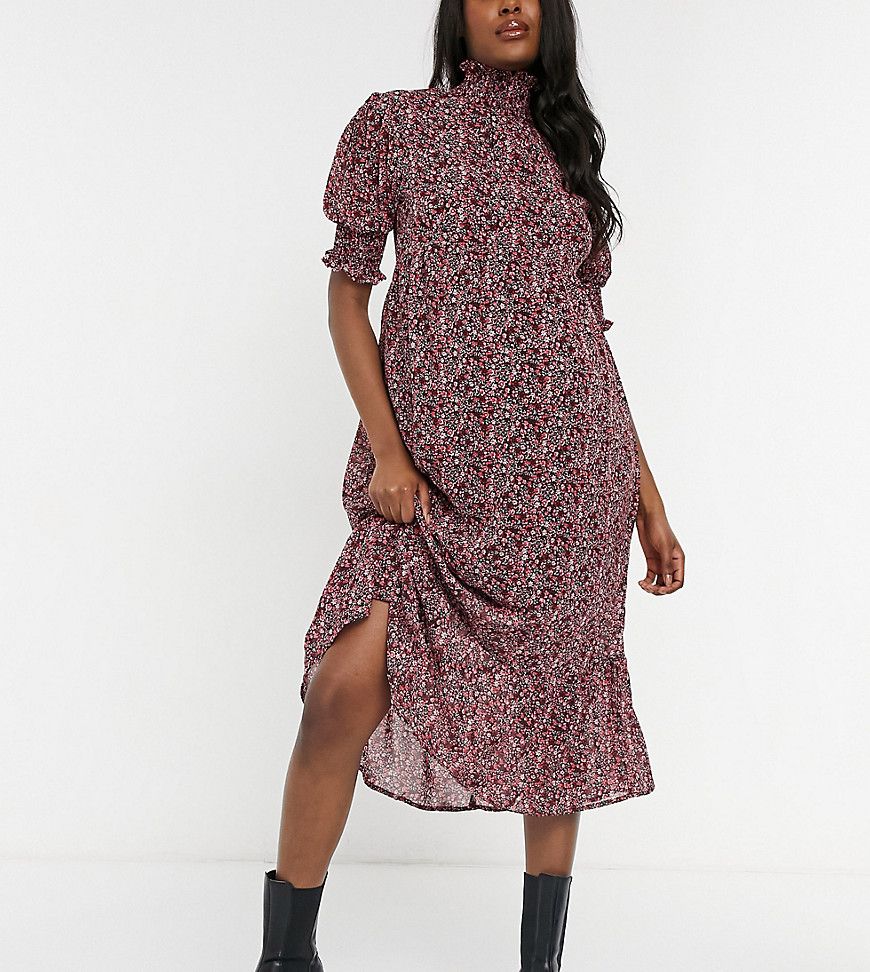 Violet Romance Maternity high neck tiered smock dress in floral print-Multi | ASOS (Global)