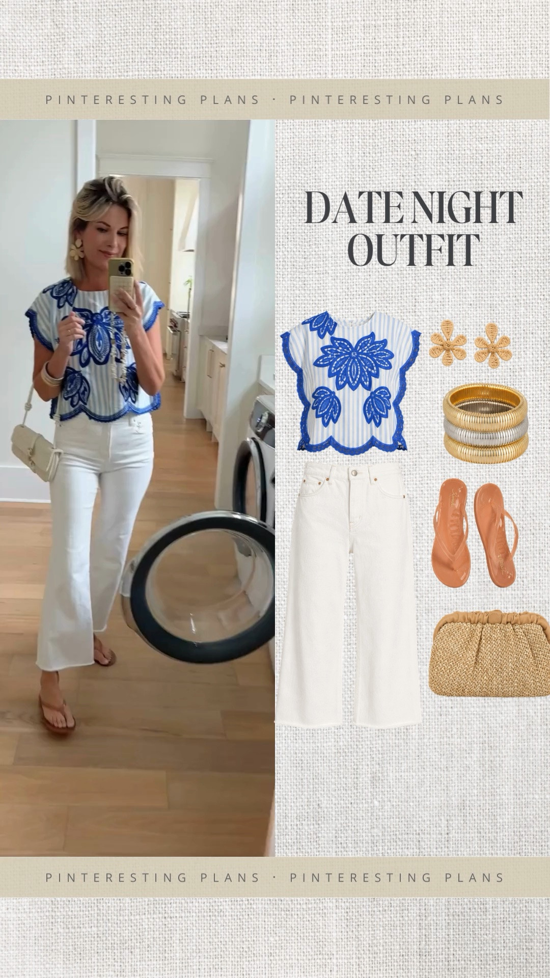 Lunch date or date night !  Take 15% off my top with code PINTERESTING15. I am in small top and 27 tall white jeans. I’m 5’11”.  Jelly sandals true to size.

#LTKOver40 #LTKTall