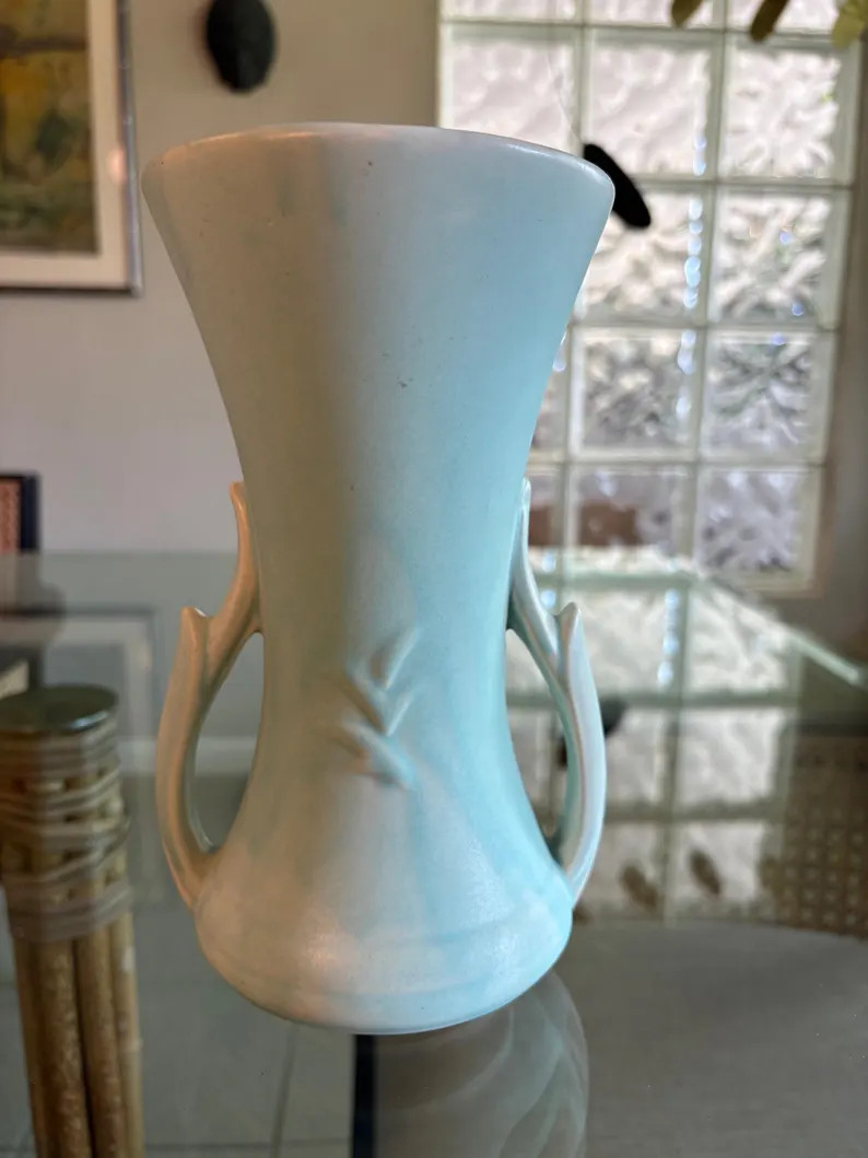 Vintage Mccoy Pottery 1930s 1940s Double Handle Vase Pale Robin's Egg Blue - Etsy | Etsy (US)