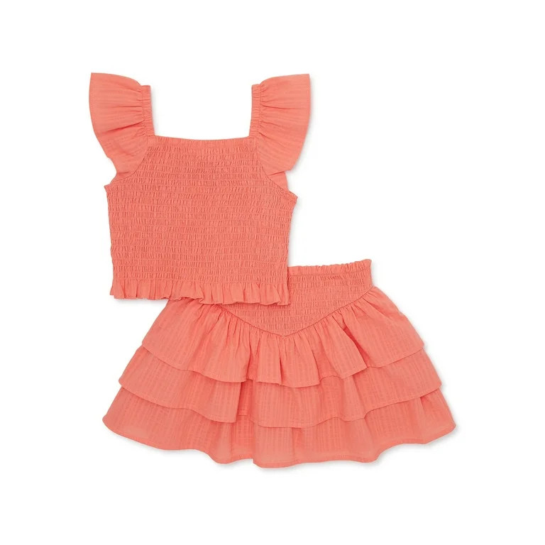 Wonder Nation Baby and Toddler Girls Skirt Set, Sizes 12M-5T | Walmart (US)