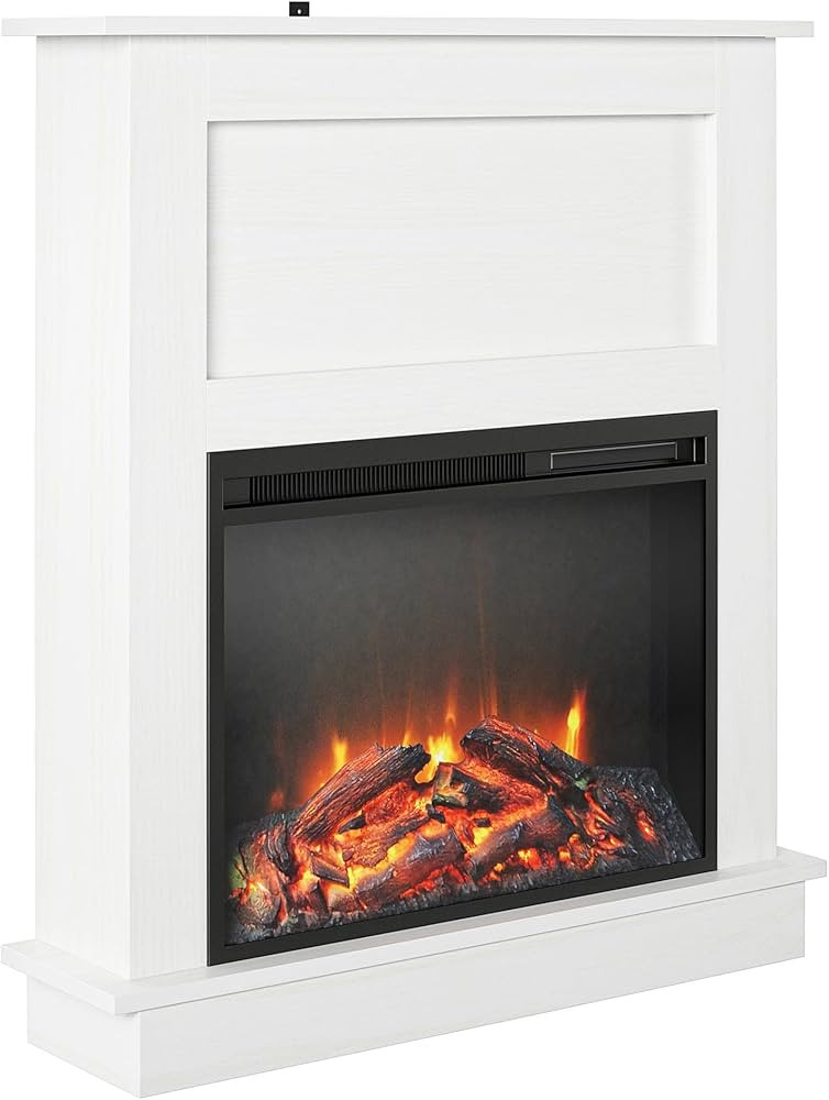 Ameriwood Home Ellsworth Fireplace with Mantel, White | Amazon (US)