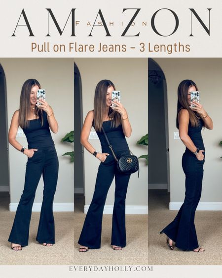 💥Sale
23% off Tank - 13% off + 10% clickable q-pon
40% off Heels - My Favorite heels!  runs TTS 
Pull on, high rise, cross front flare jeans in XS - 3XL & 3 length options🙀 on Amazon!! Extremely comfy, flattering & on trend! 💯 For reference: I’m 5’1”, 109lbs ▪️High-rise, pull on flare jeans XS 2 30” in Dark Grey and black denim ▪️Tank small in black ▪️Two strap heels TTS in clear


#LTKstyletip #LTKsalealert #LTKfindsunder50