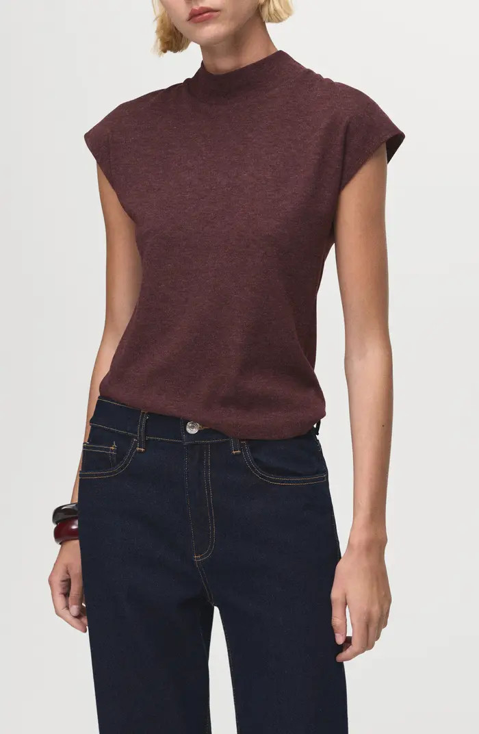 Mock Neck Cap Sleeve Knit Top | Nordstrom