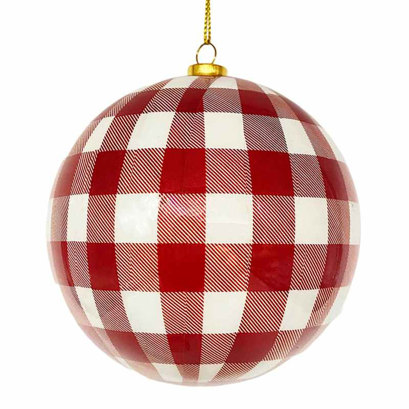 Red & White Buffalo Check Ornament, 3.9" | At Home