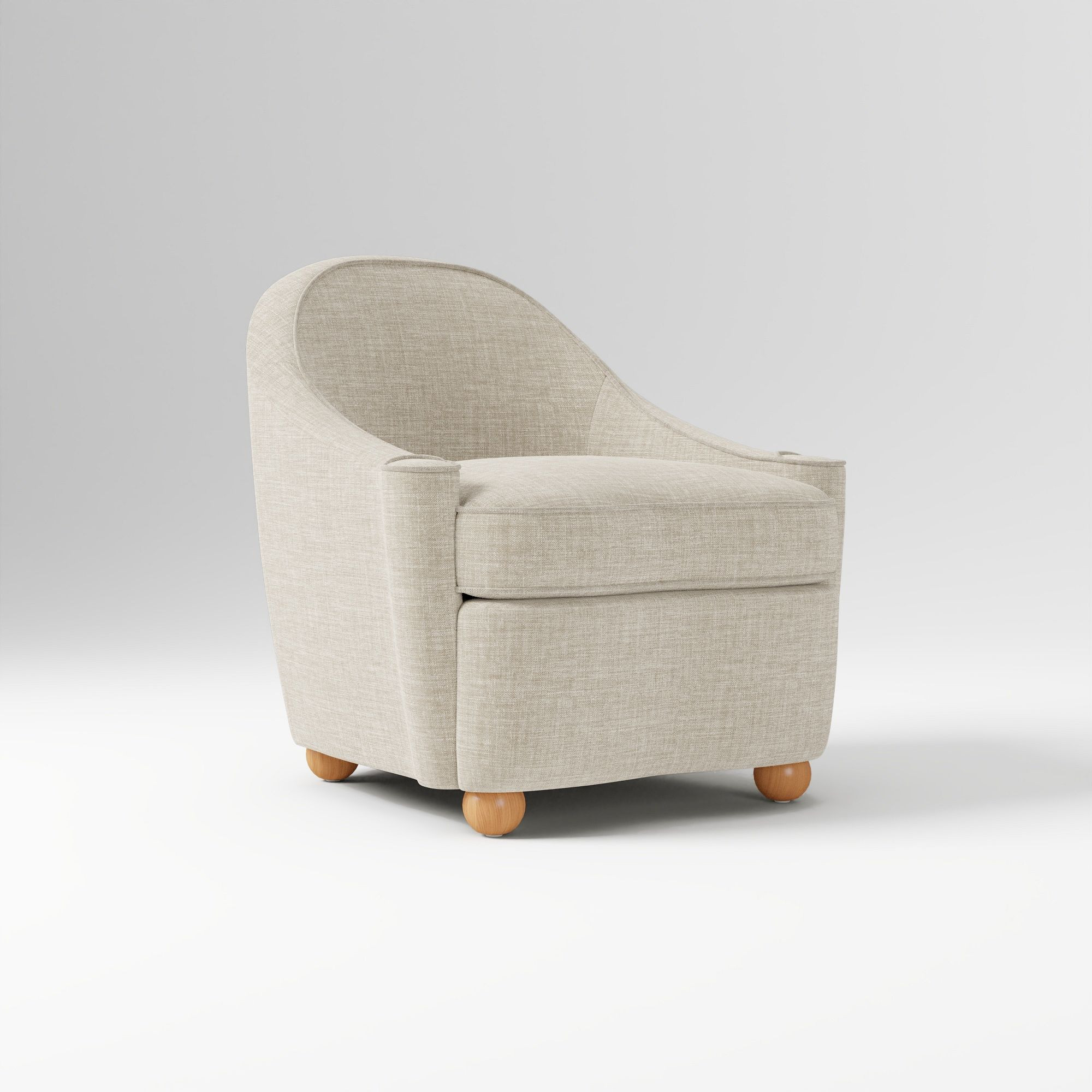 Pierce & Ward Slipper Chair, Performance Yarn Dyed Linen Weave Oatmeal, Nutmeg | West Elm (US)