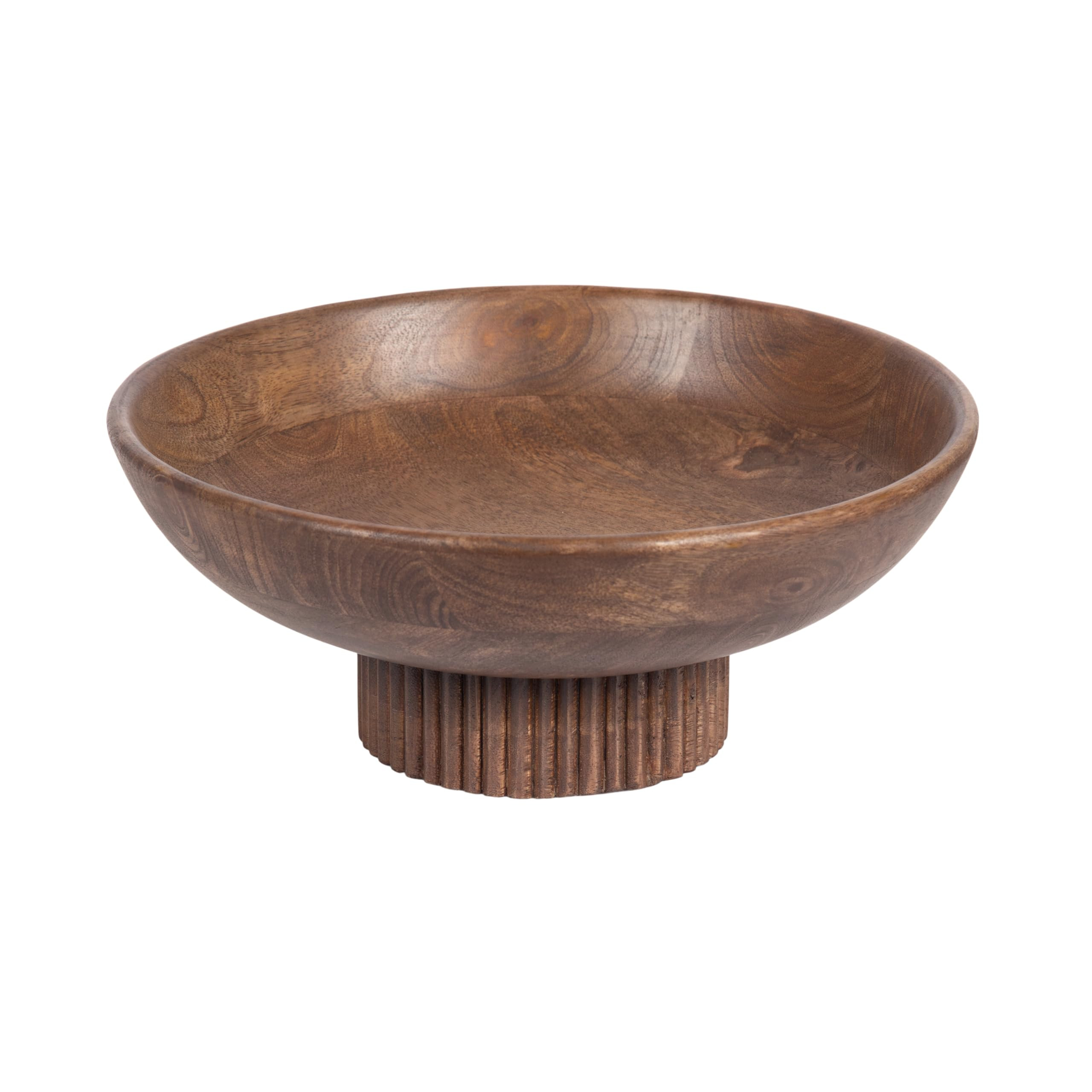 Kate and Laurel Rooks Modern Decorative Ribbed Wood Bowl, 12 Inch Diameter, Walnut Brown, Transit... | Amazon (US)