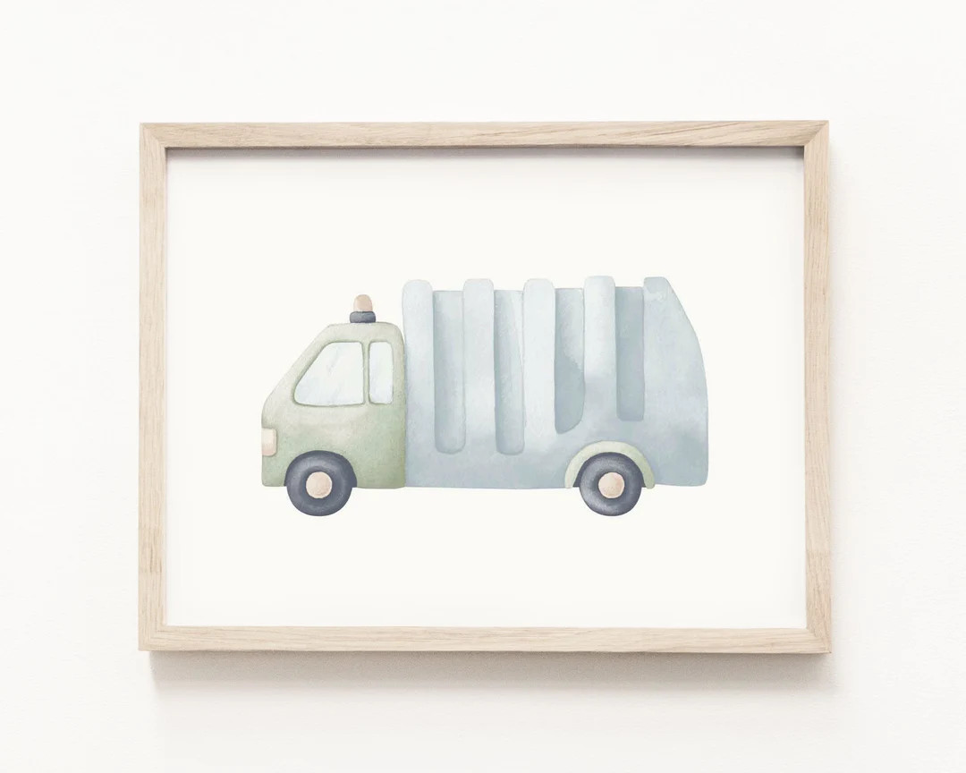 Garbage Truck Art Print • Truck Art • Truck Watercolor Painting • Transportation Nursery Th... | Etsy (US)