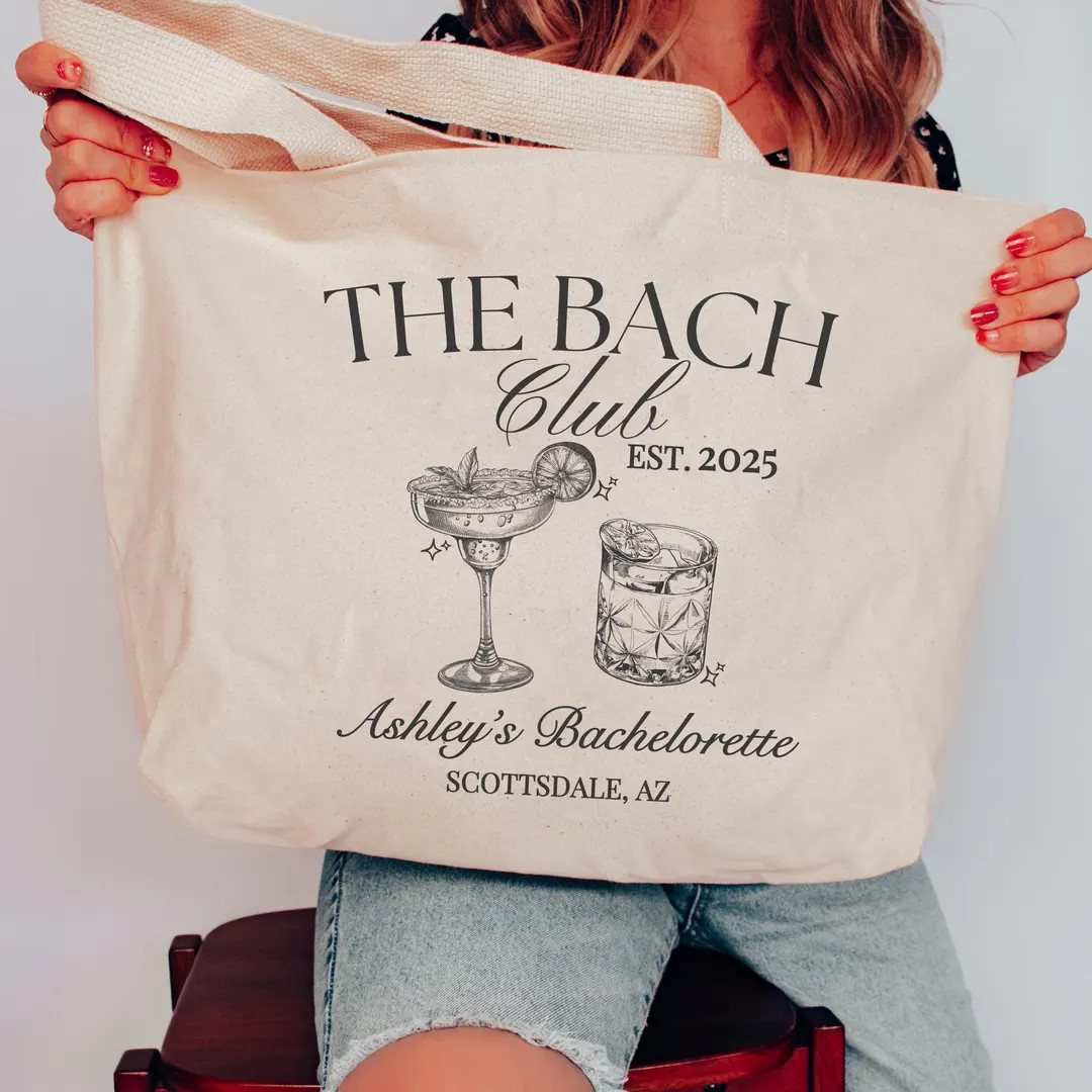 Custom the Bach Club Tote Bag, Bridesmaid Tote, Club Bachelorette, Bridesmaid Favors, Bachelorett... | Etsy (US)