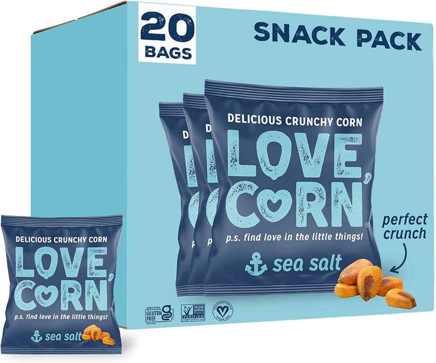LOVE CORN Sea Salt 0.7oz x 20 Bags - Delicious Crunchy Corn - Healthy Family Snacks - Gluten Free... | Amazon (US)
