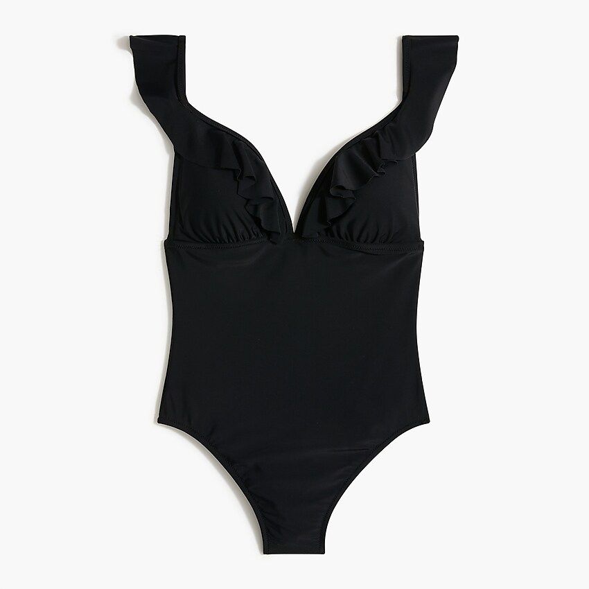 Factory: Ruffle-shoulder V-neck One-piece Swimsuit For Women | J.Crew Factory