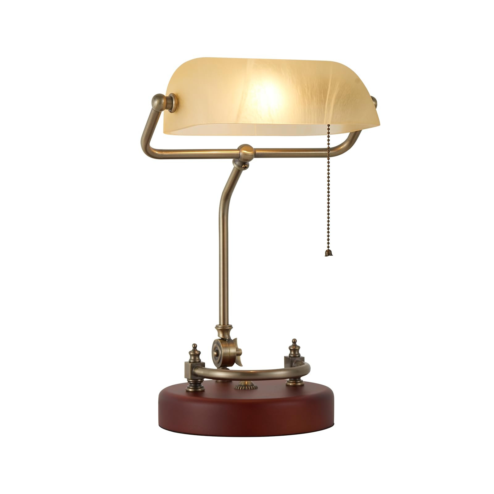 Bankers Lamp, Traditional White Desk Lamp with Solid Birch Wood Base, White Glass Antique Library... | Amazon (US)