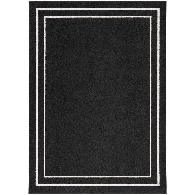 Nourison Essentials Ivory Black Indoor/Outdoor Area Rug | Wayfair North America