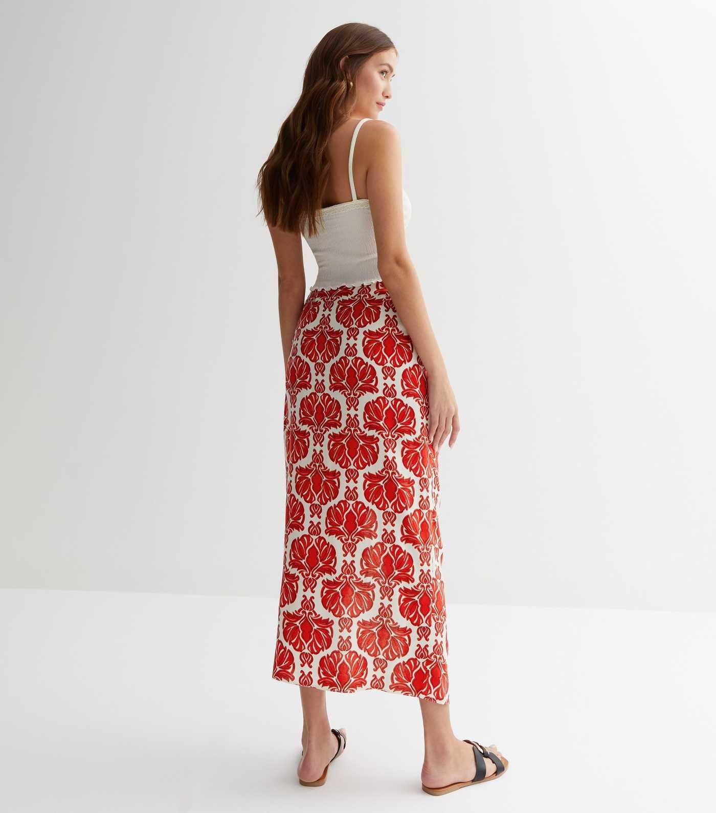 Red Tile Print Twist Front Midi Skirt
						
						Add to Saved Items
						Remove from Saved Ite... | New Look (UK)