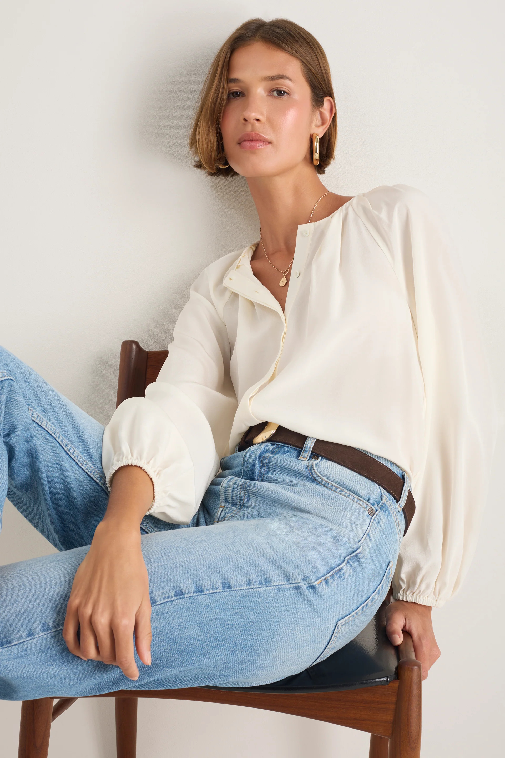 Cath x WYSE Elizabeth Silk Blouse - Ivory | WYSE London