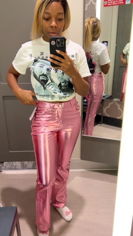 These metallic pants from Target are 🔥 🙌🏾😍 They come in pink and silver, and they tall girl friendly.  I can’t wait to style these with my holiday outfits 🎄🎁, and they will be great for fall outfits too.

They are a bit big on my waist (I naturally have a very small waist), and I wound up getting them in a size 4. They also have a smooth elasticized waist band. The first pair I tried on was a size 6.

Regular price they are $35, but Target is currently having a 30% off sale on all clothes and accessories so they wound up being $24.50 🙌🏾🛍️✨.

#LTKHoliday #LTKfindsunder50 #LTKVideo