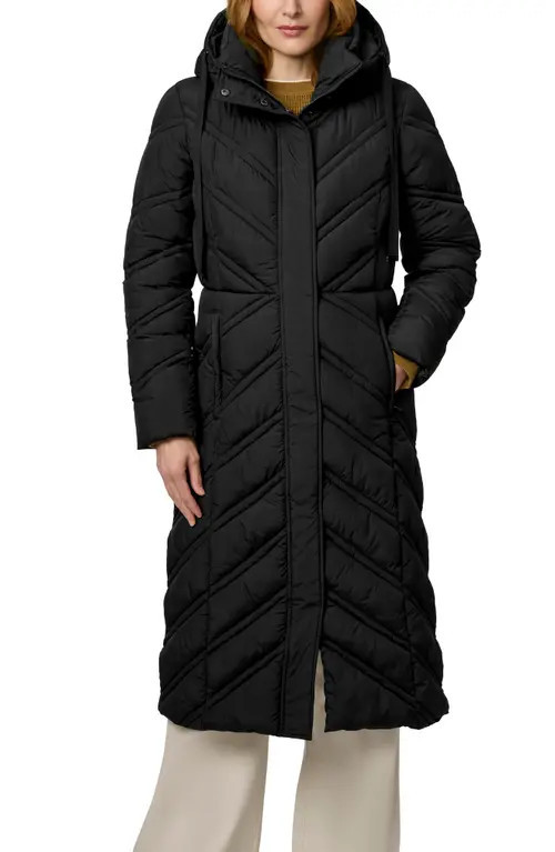 Bernardo Longline Hooded Puffer Jacket in Black at Nordstrom, Size X-Large | Nordstrom