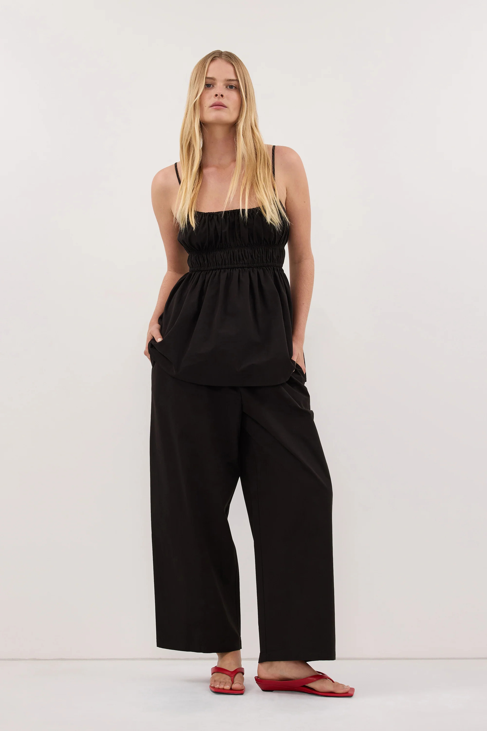 ZAHARA BLACK POPLIN PANT | DISSH