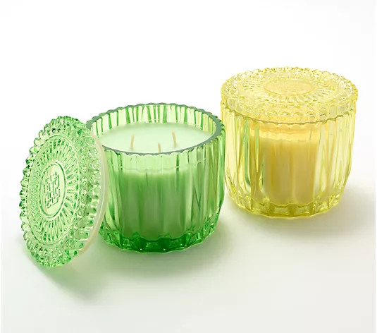Make Your Selection: HomeWorx by Slatkin + Co. S/2 14oz Tutti Frutti Faceted Glass Candles | QVC