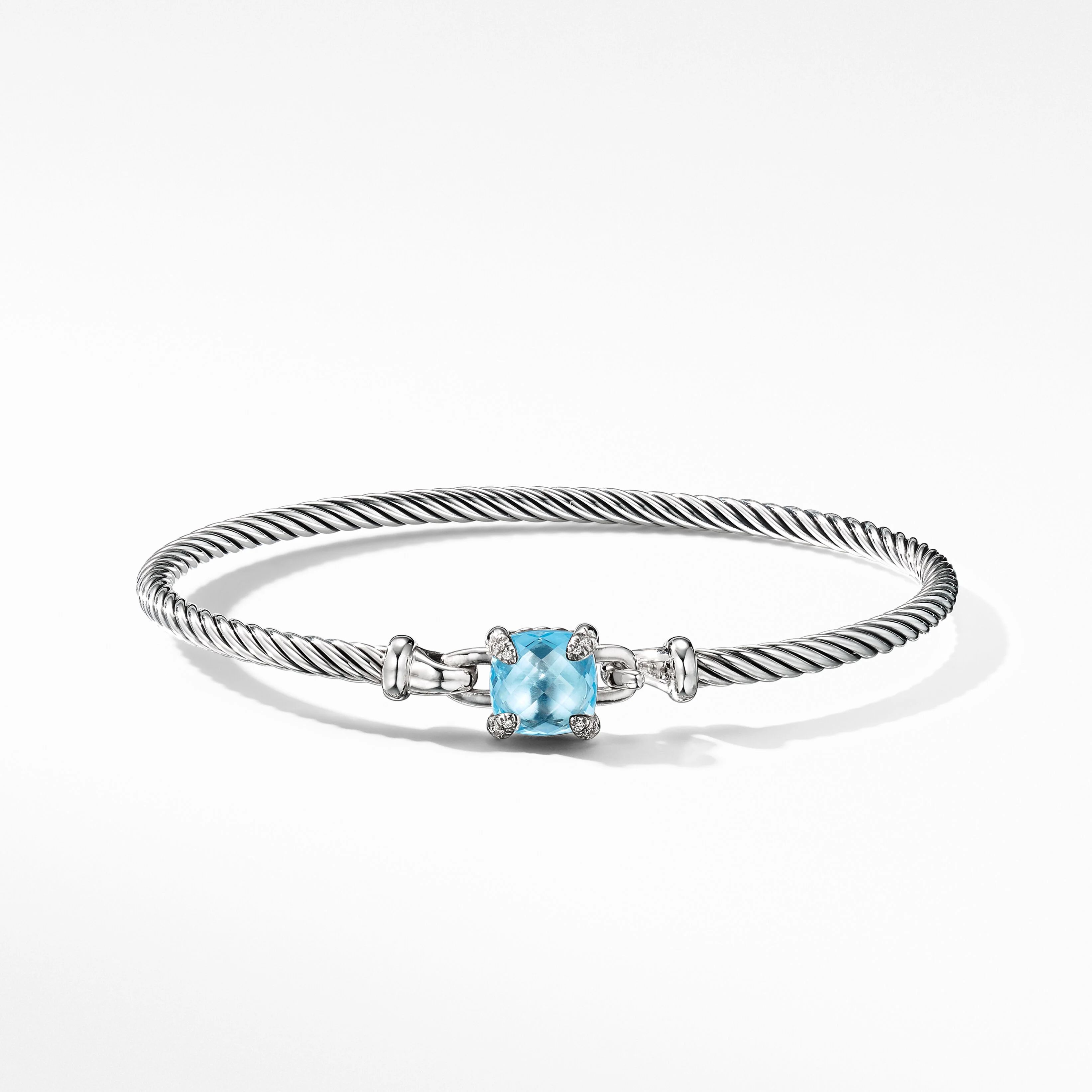 Chatelaine® Bracelet in Sterling Silver with Blue Topaz and Pavé Diamonds | David Yurman