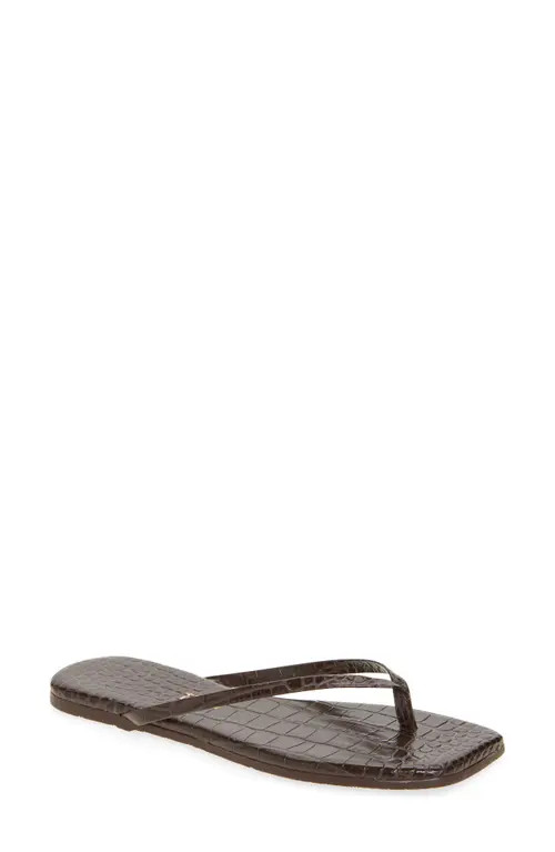 TKEES Lily Square Toe Flip Flop in Carob Croc at Nordstrom, Size 9 | Nordstrom