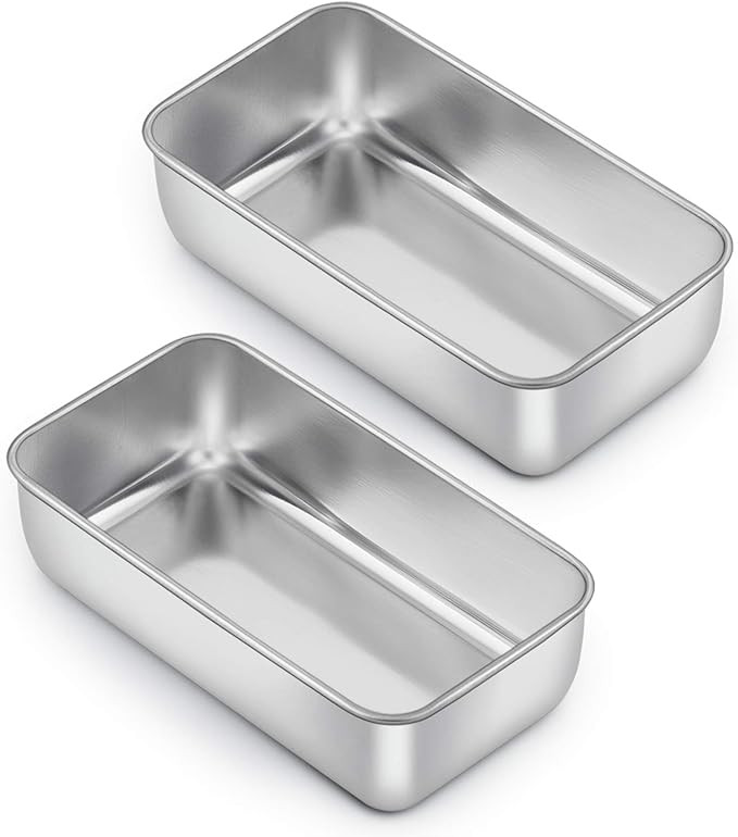 E-far Loaf Pan for Baking Bread, 9 x 5 Inch Stainless Steel Baking Loaf Pans, Metal Bakeware for ... | Amazon (US)