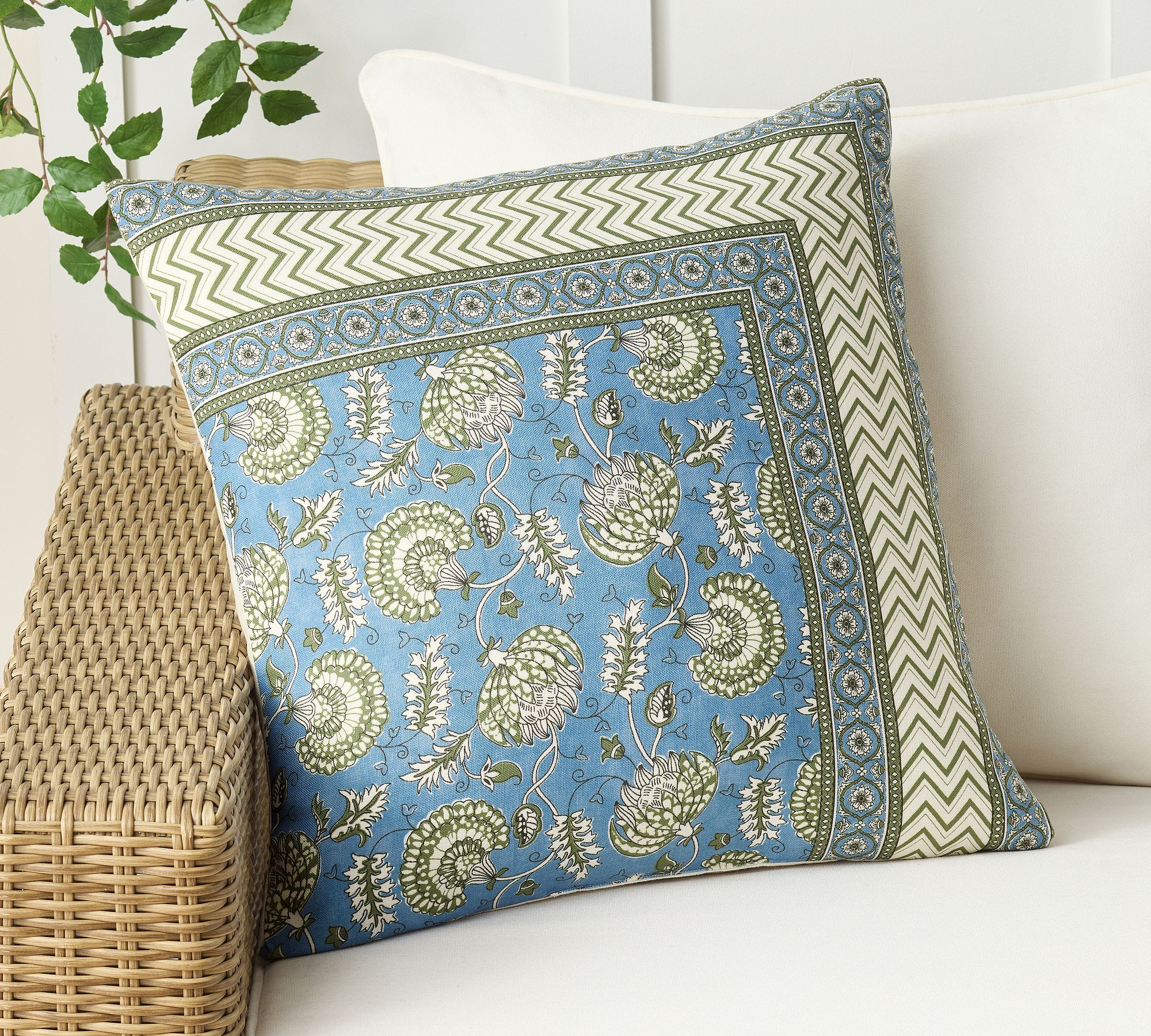 Lorina Border Printed Outdoor Pillow | Pottery Barn (US)