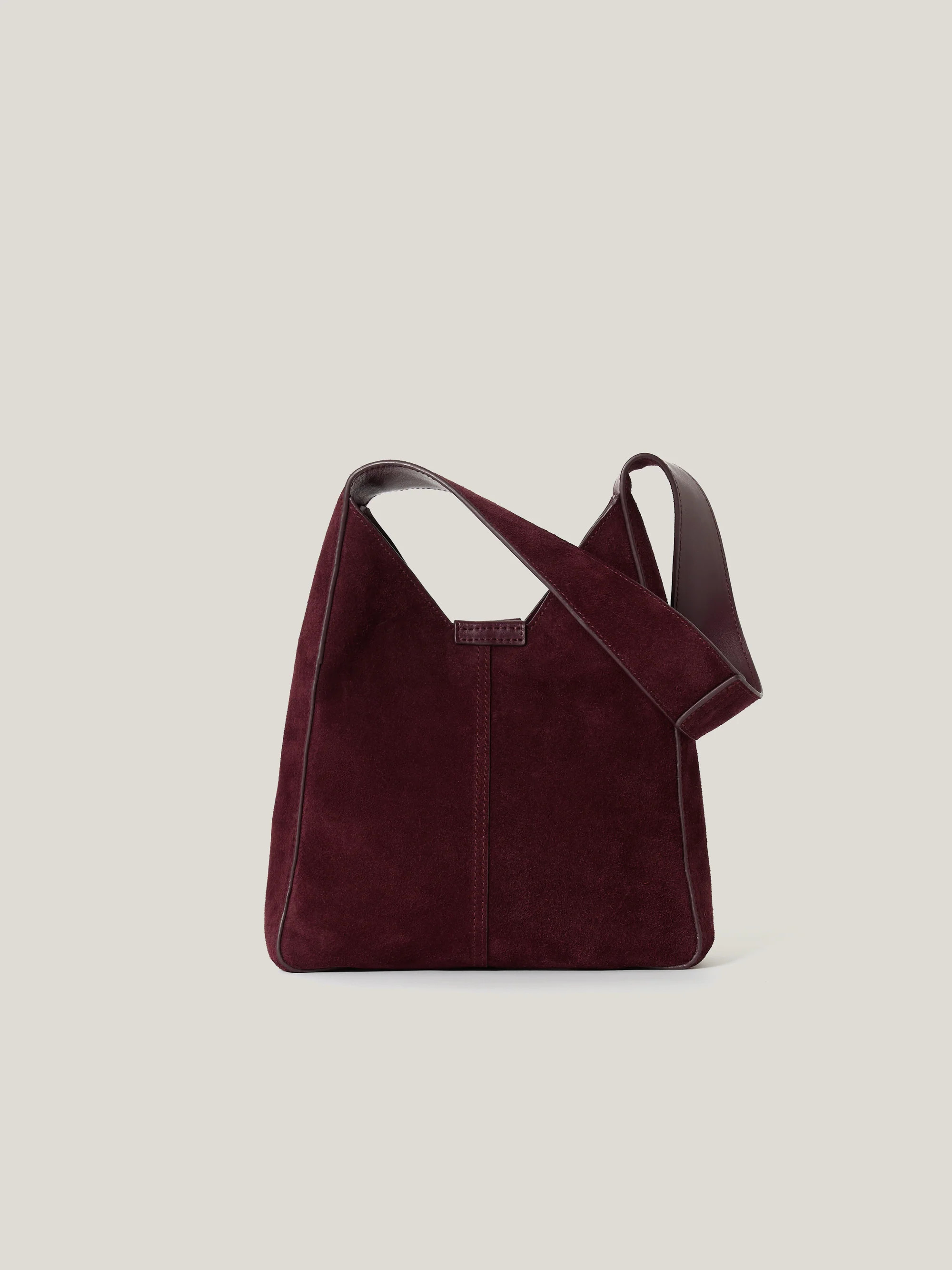 Mini Heckfield Suede Tote | Burgundy | Jigsaw (UK)