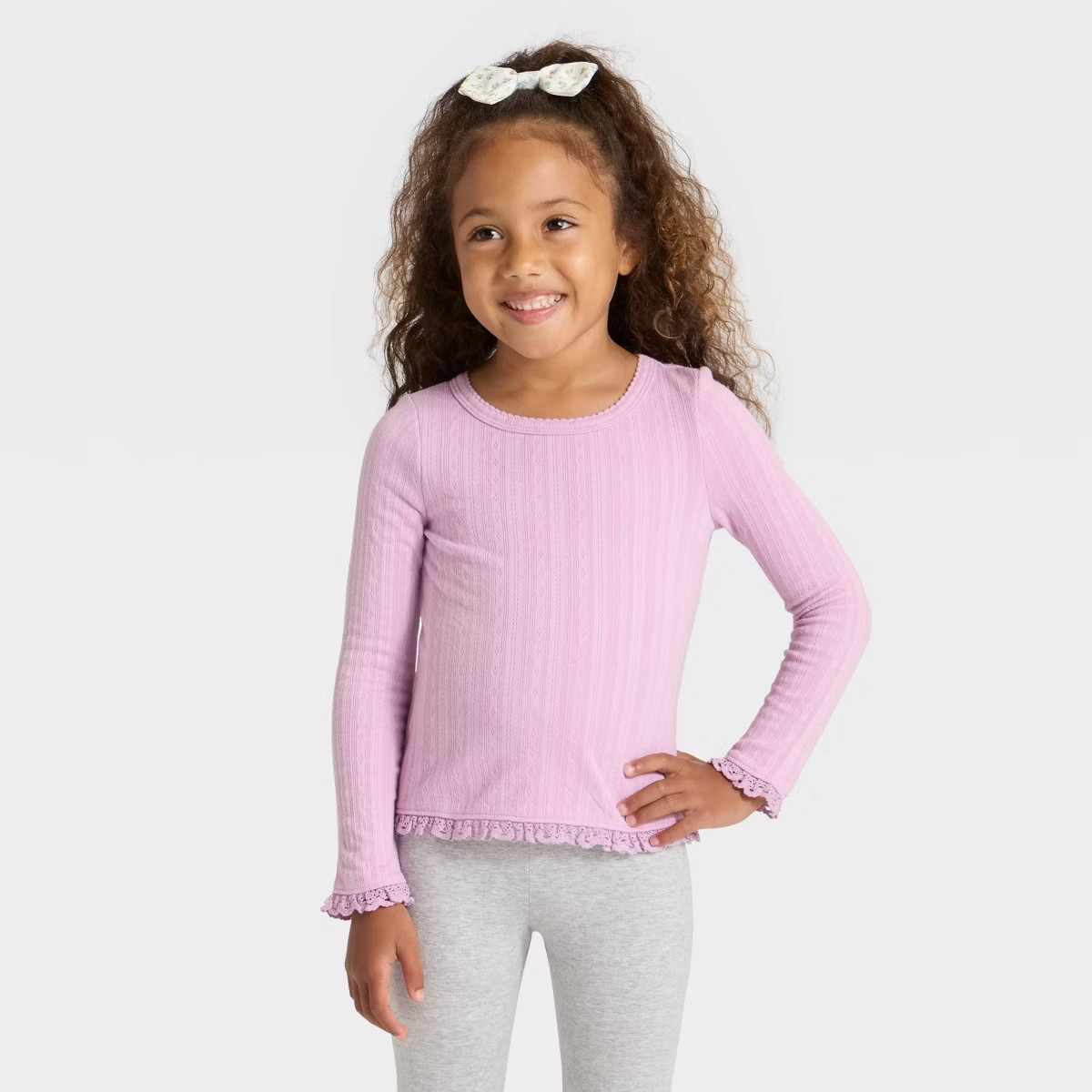 Toddler Girls' Long Sleeve Pointelle T-Shirt - Cat & Jack™ | Target