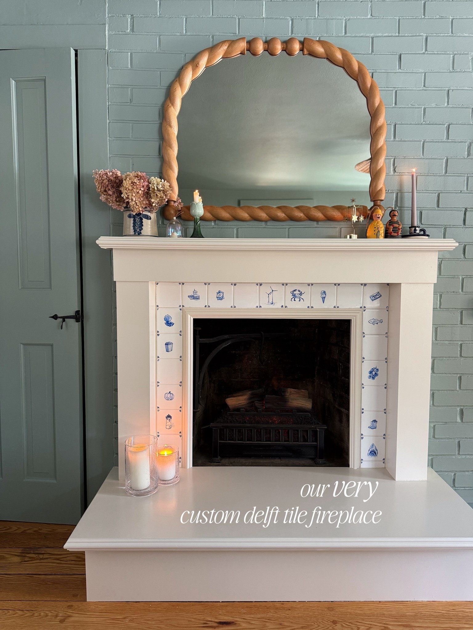 our custom delft fireplace! so happy with how it turned out. linked the supplies and the decor too 

#LTKstorytime #LTKHome