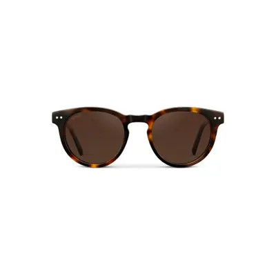 WMP Eyewear Tate - 50mm Retro Classic Round Polarized Sunglasses in Crystal Brown at Nordstrom | Nordstrom
