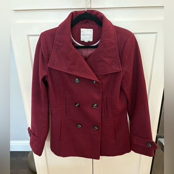 Thread & Supply - Burgundy/ Maroon Pea Coat. | Poshmark