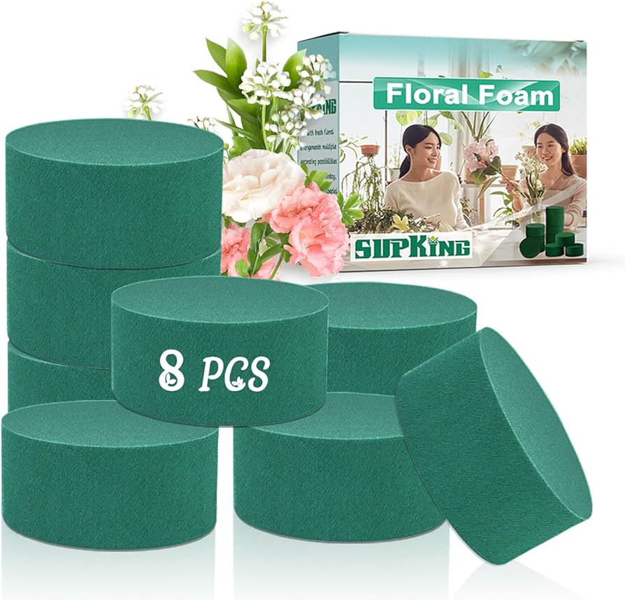 8 Pcs Floral Foam Blocks 3.2" Round Green Wet Dry Flower Foam Florist Plant Foam for Fresh Artifi... | Amazon (US)