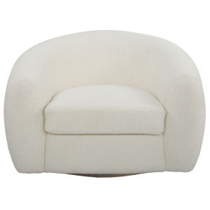 Curved Faux Shearling Swivel Chair - 43" - White | Christmas Central