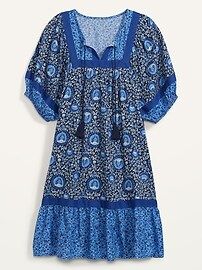 Puff-Sleeve Printed Swing Dress for Women | Old Navy (US)
