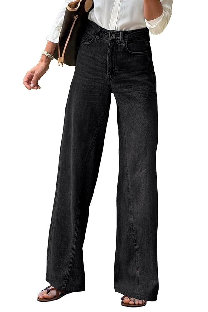Necooer Women's Wide Leg Jeans Casual Stretch Boyfriend Pants Straight Ripped Denim Jeans | Amazon (CA)