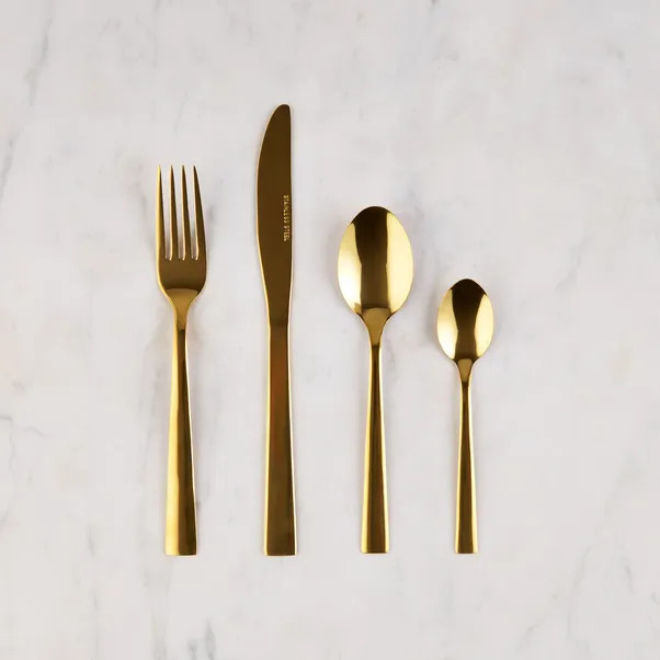 16 Piece Gold Cutlery Set | Dunelm (migrated)