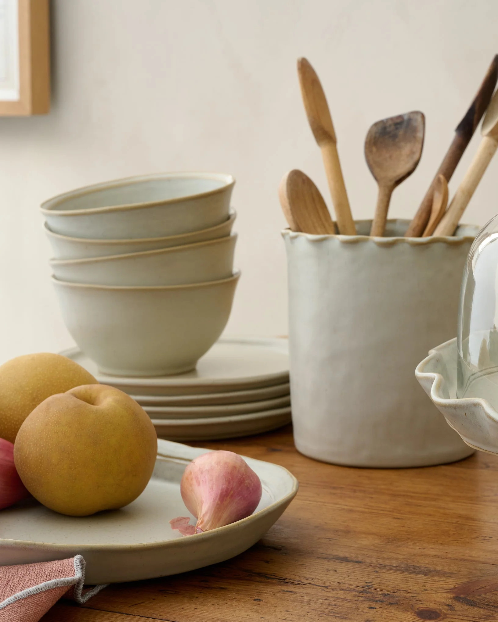 French Grey Ruffle Utensil Crock | Magnolia