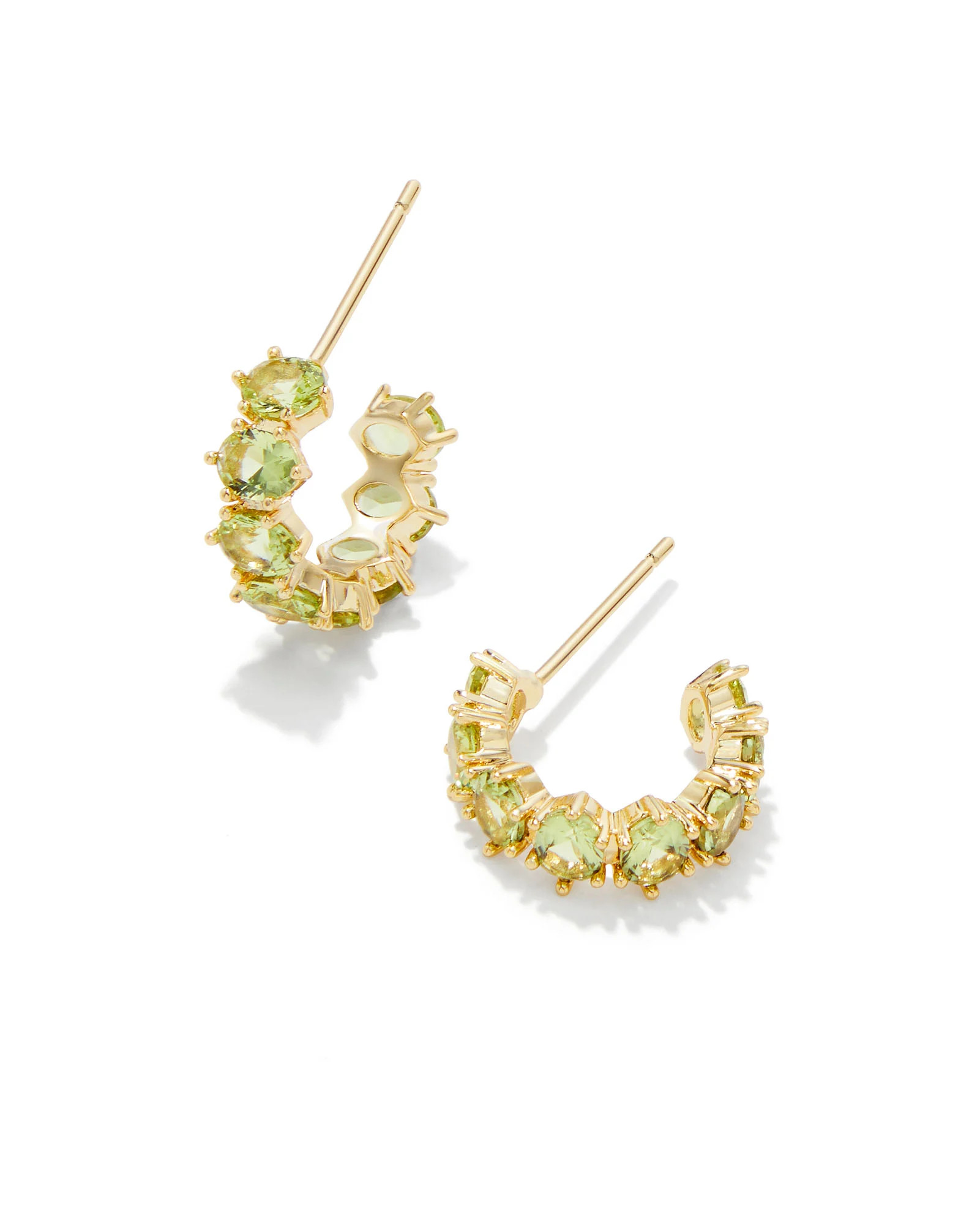 Cailin Gold Huggie Earrings in Green Peridot Crystal | Kendra Scott