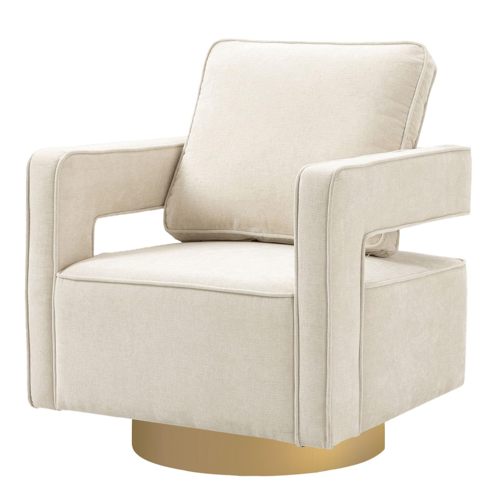 ODUWA Swivel Barrel Chairs,Modern Square Chenille Arm Chair with Gold Stainless Steel Base,Uphols... | Amazon (US)