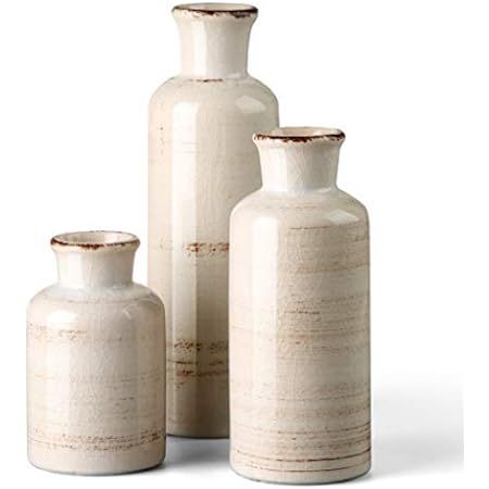 Sullivans Ceramic Vase Set - 3 Small Vases, Rustic Home Decor, Modern Farmhouse; Ideal Shelf Décor,  | Amazon (US)