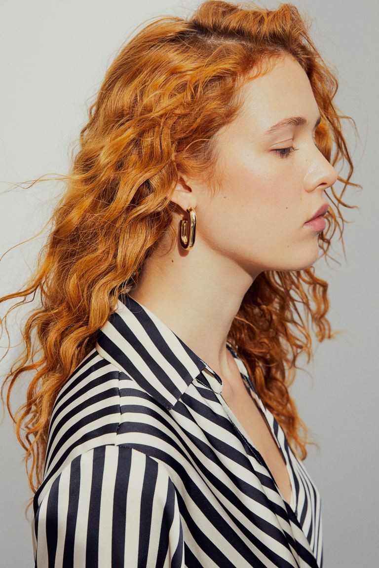 Wrapover Satin Blouse - Black/striped - Ladies | H&M US | H&M (US + CA)