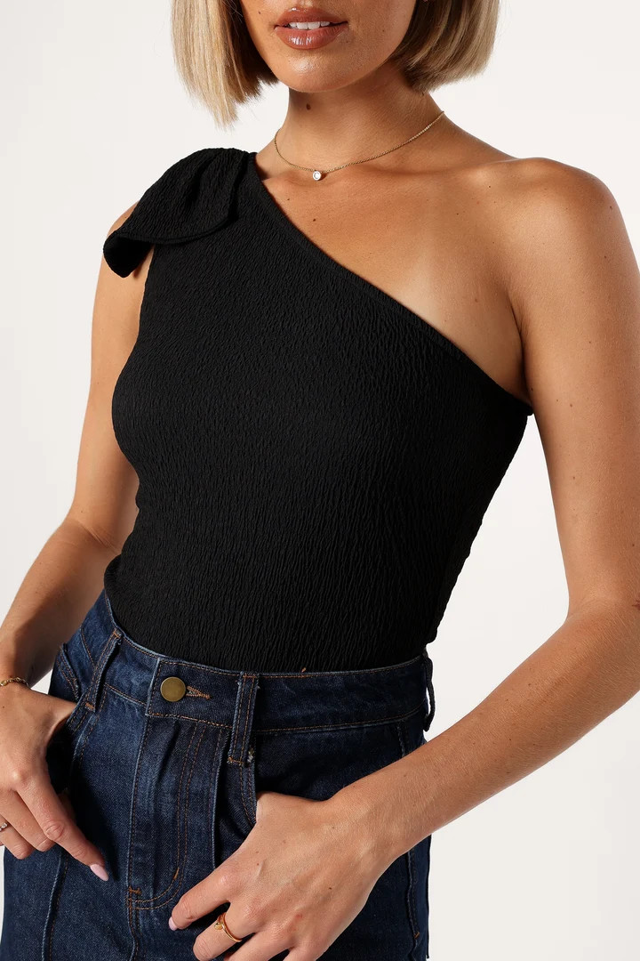 Jordana One Shoulder Bodysuit - Black | Petal & Pup (US)
