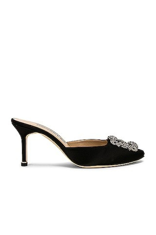 Manolo Blahnik Hangisimu 70 Mule in Black | FWRD 