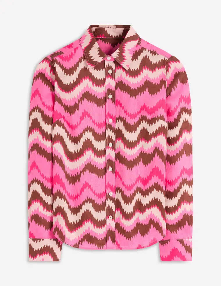 Sienna Linen Shirt-Pink Punch, Zig Zag Wave | Boden UK