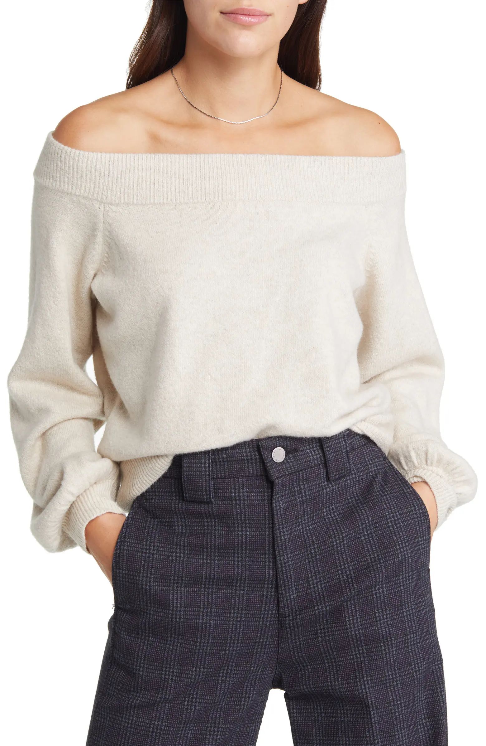 Off the Shoulder Cotton Blend Sweater | Nordstrom